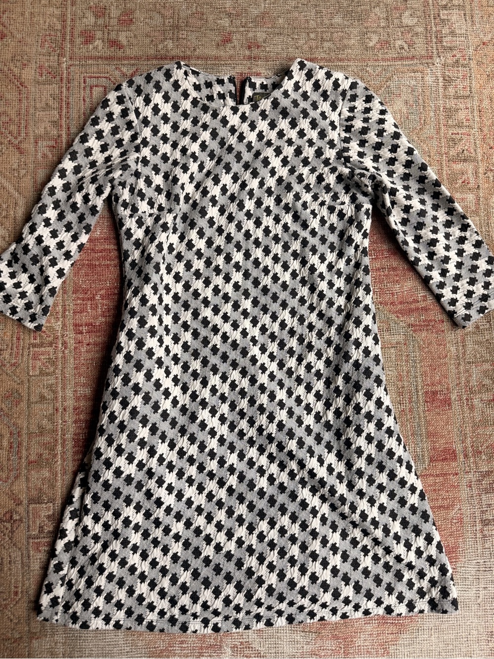 Taylor Black and White Geometric Mini Shift Dress